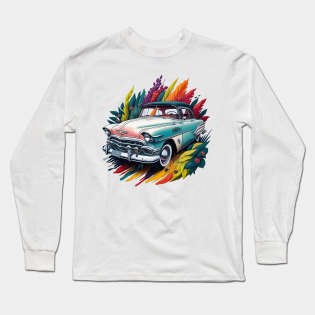 Exotic coloured Chevrolet car 50s Long Sleeve T-Shirt by Decoches